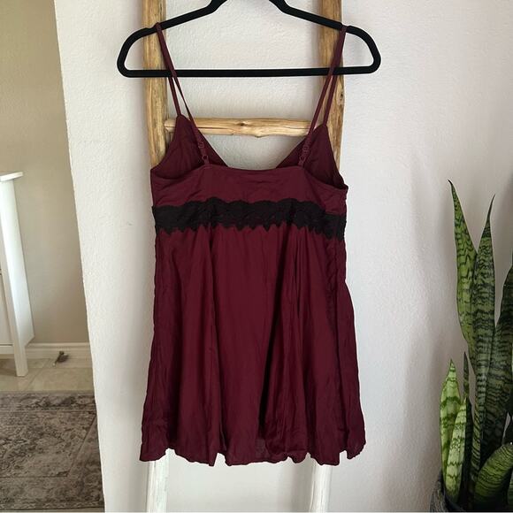 Urban Outfitters Maroon Lace Button Up Baby Doll Dress - Picture 6 of 9